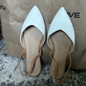 Lulu's White Pointed Toe Slingback Flats